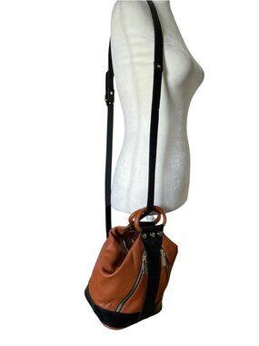 Valentina Italy Genuine Pebbled Leather Convertible Sling Backpack Bag - Excelle